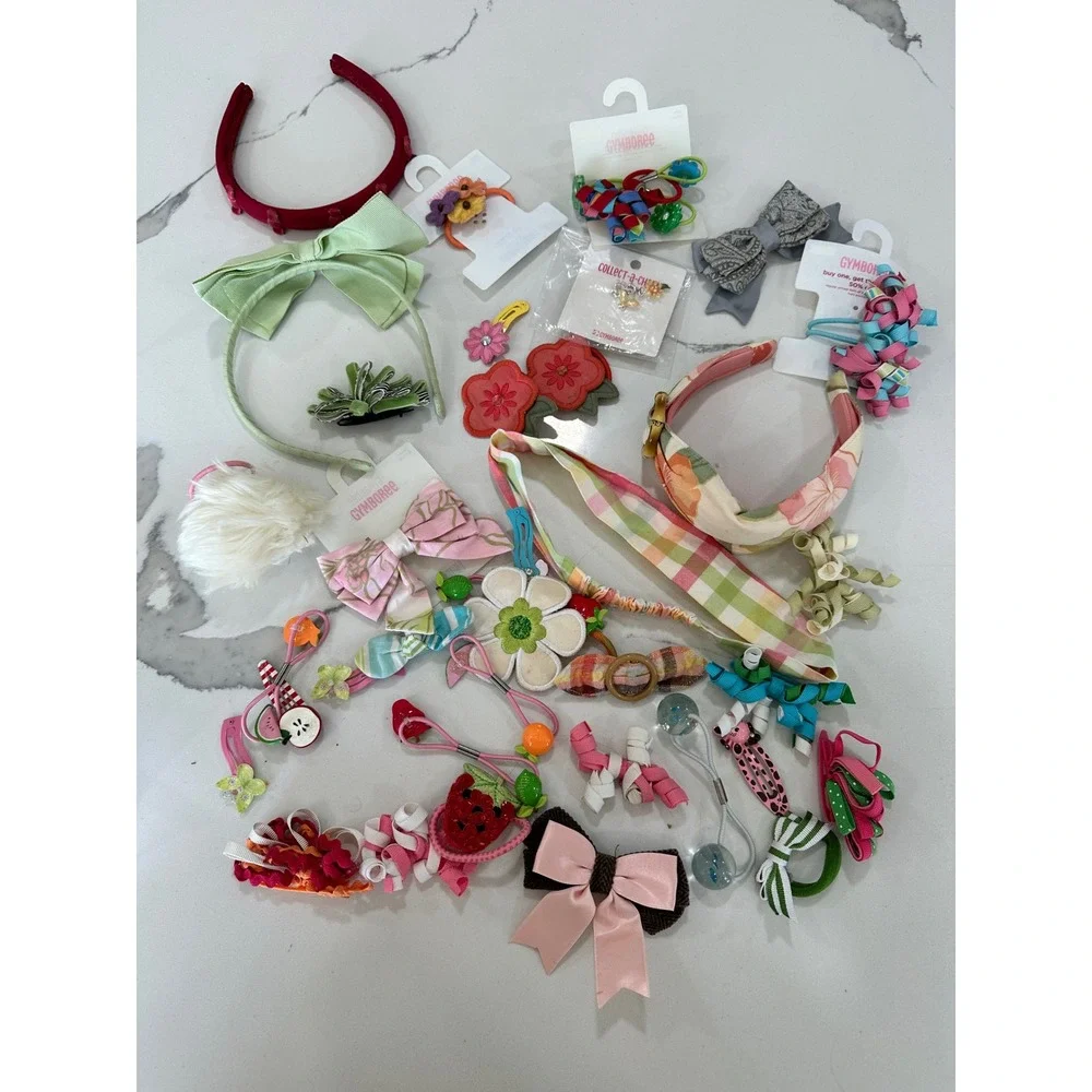 Vtg Gymboree Girls Hair Accessory Lot Headbands Bows Clips Elastics‎ Floral